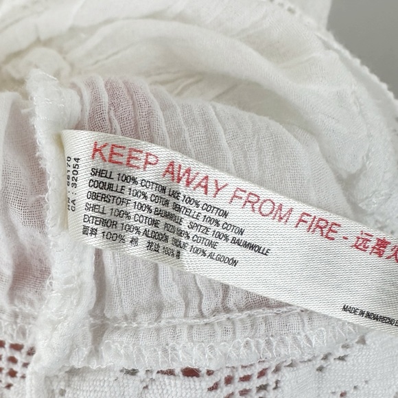 Free People White Plunge Neckline Cotton Crochet Lace Dress M - Picture 9 of 9